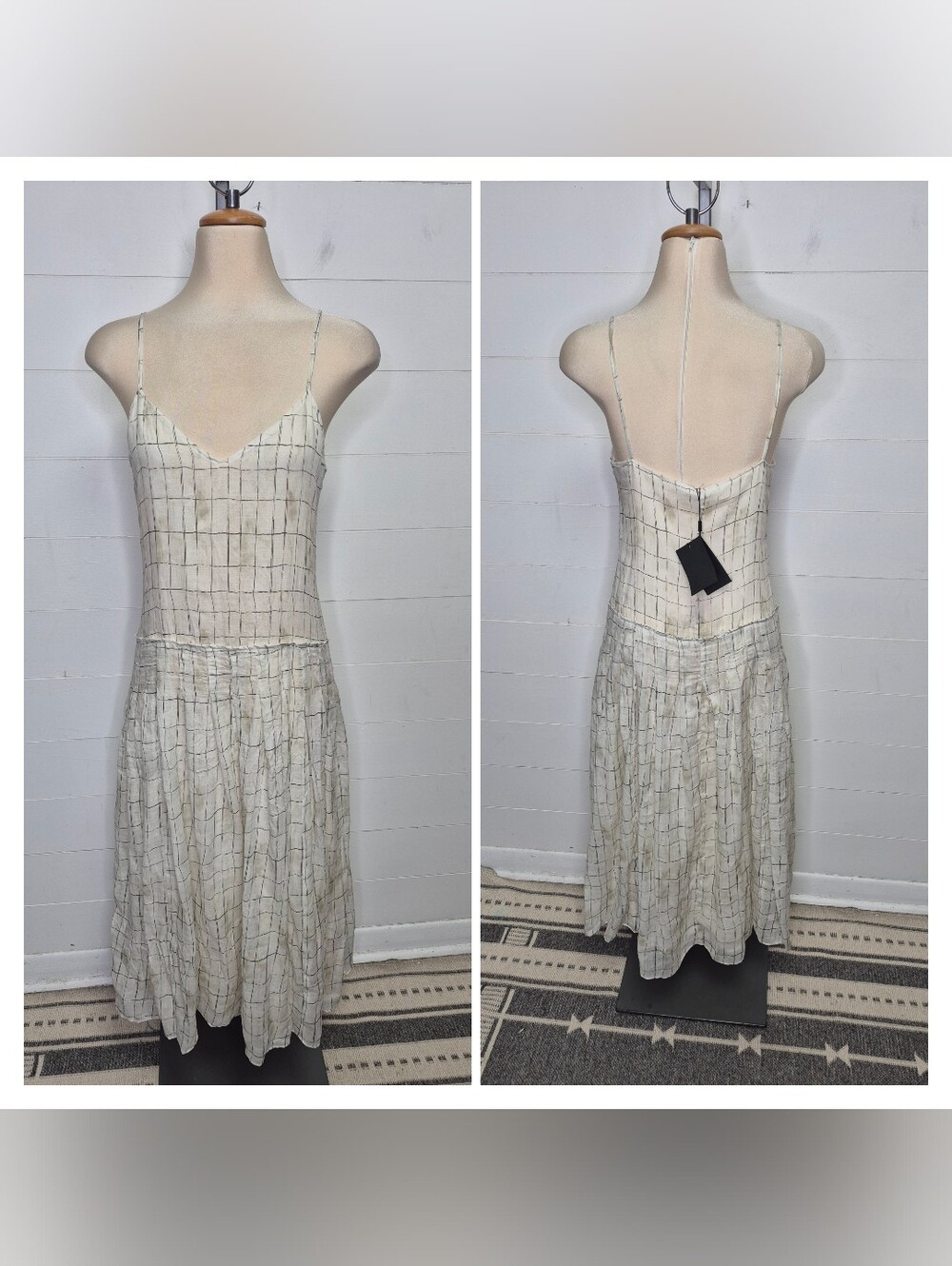 Massimo Dutti Drop Waist Midi Dress Size 2 - Picture 3 of 16